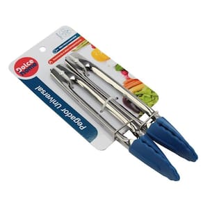 Pegador De Silicone Inox Azul 18 Cm 2 Unidades