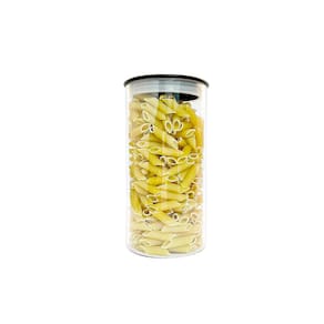 Pote Organizador 1400ml Dispensa Alimentos Fechamento Hermético Design Clássico Cozinha Tampa Preta