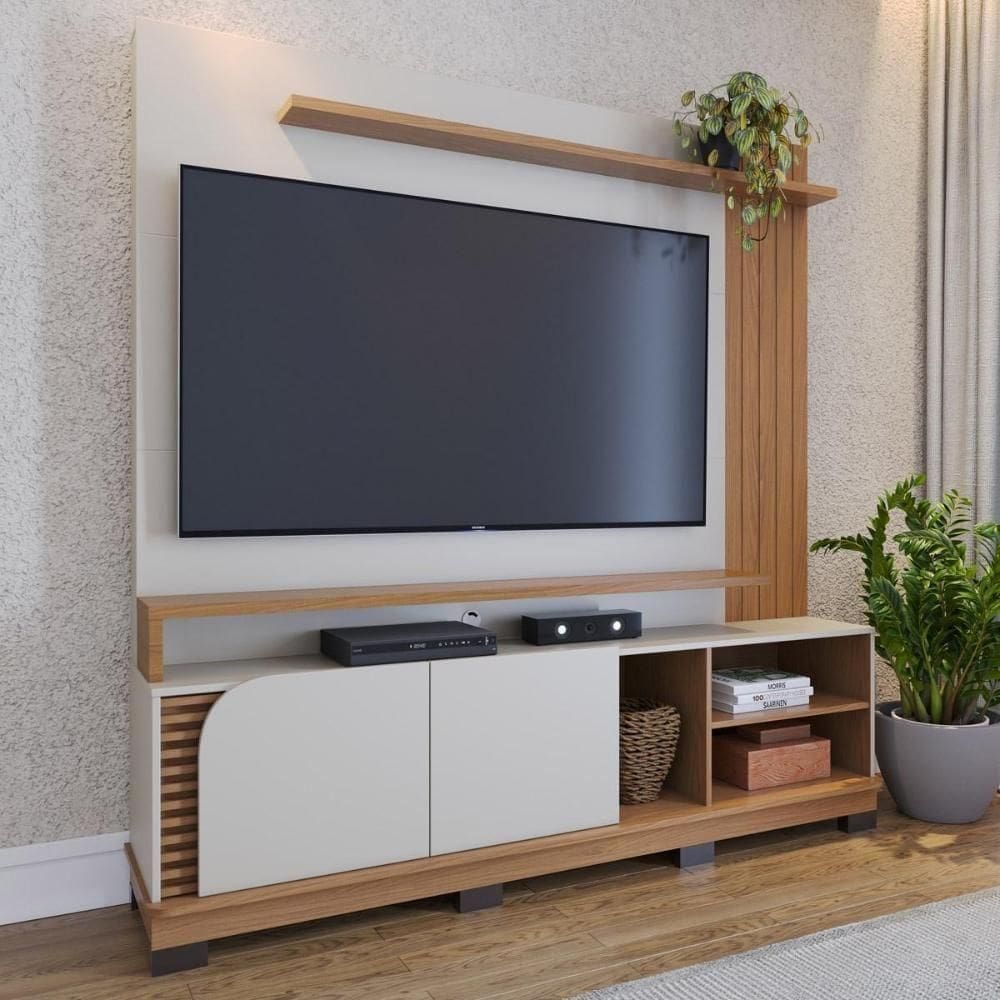 Home Theater 2 Portas Para Tv`s Até 75 Jurerê Off White Matte Freijó