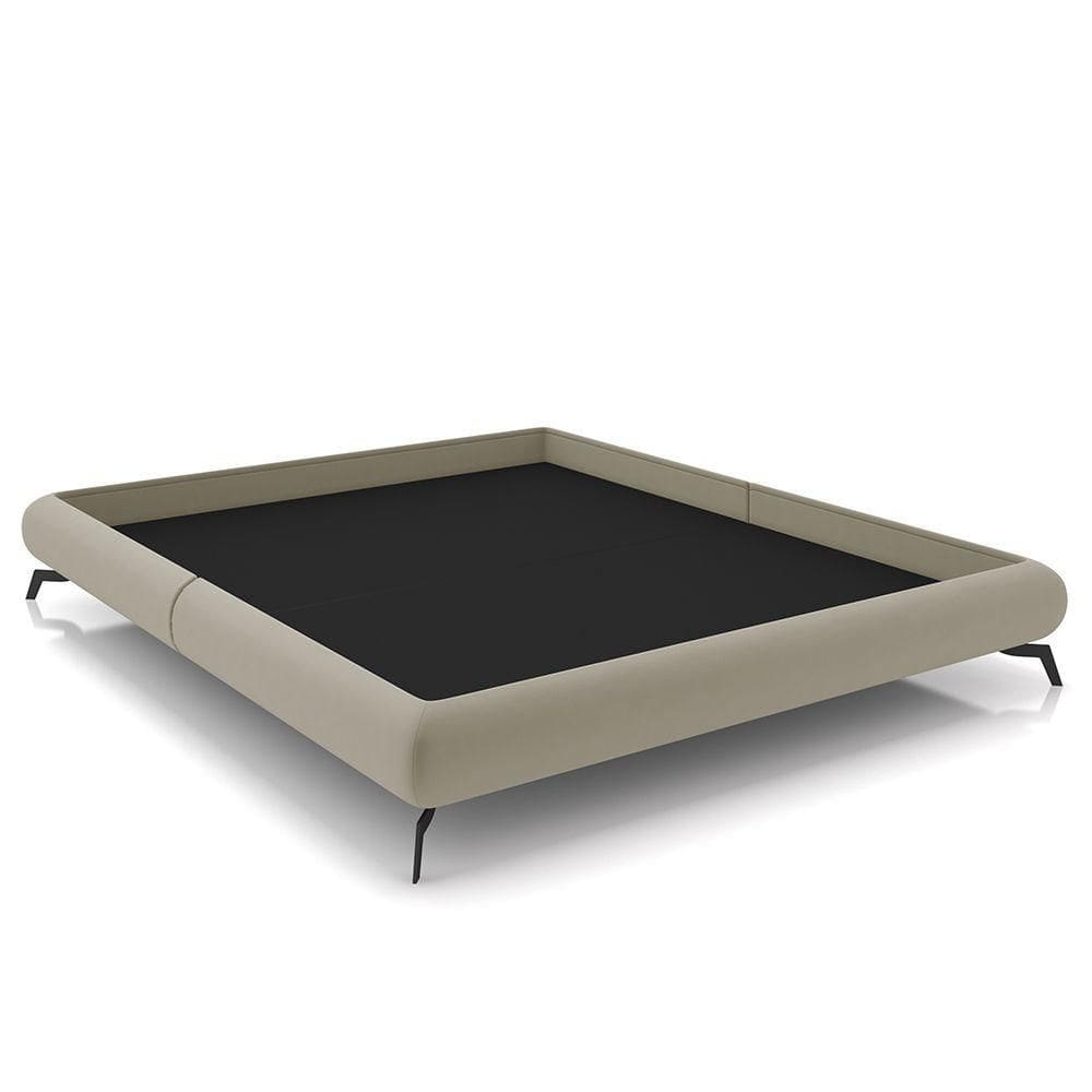 Cama King Base Box 193x203cm Pés De Ferro Cold P02 Veludo Bege - Mpozenato