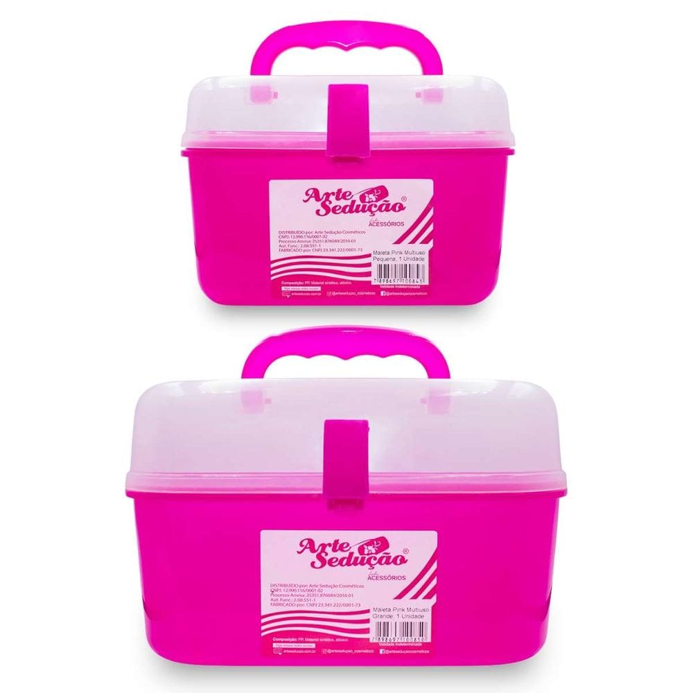 Kit 2 Maletas Pequena e Grande Multiúso Manicure Maquiagem