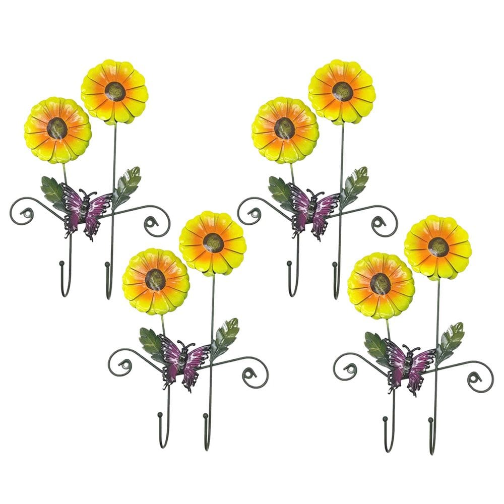 Gancho Duplo Girassol Flor Kit 4 Unidades Chavel Lenço Chapeu Bolsa Organizaçao Parede Quarto Casa Entrada Decoraçao Borboleta Jardim Enfeite