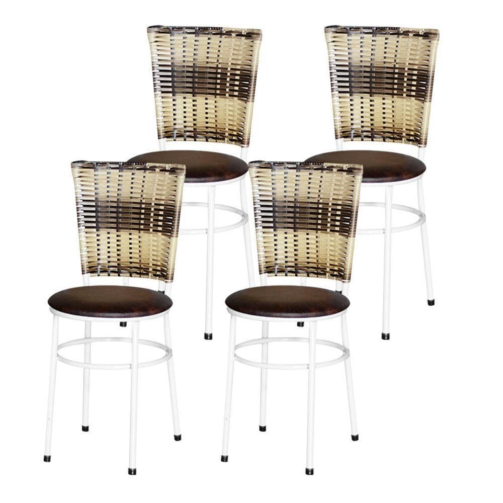 4 Cadeiras Para Mesa Branca Hawai Cappuccino Premium Cor:marrom