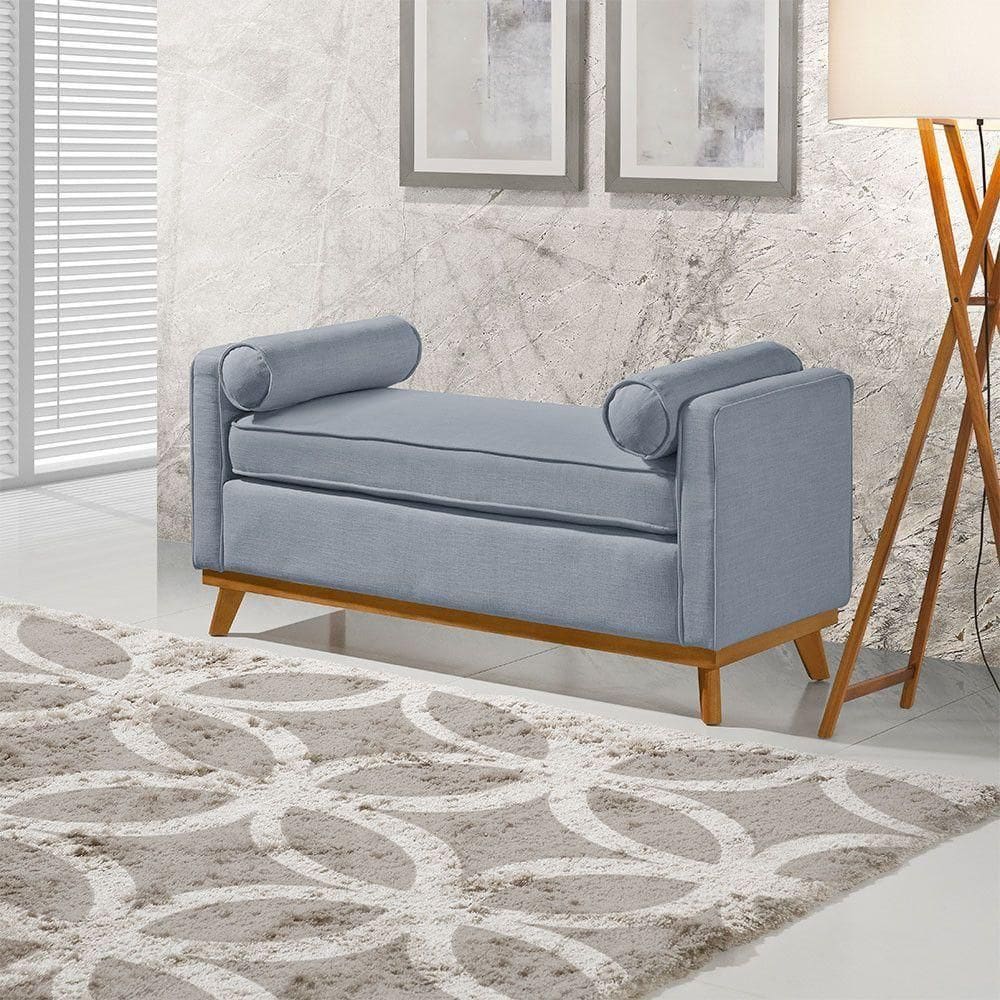 Recamier Italia 1,50m Com Base Madeira Linho Sofatec Azul