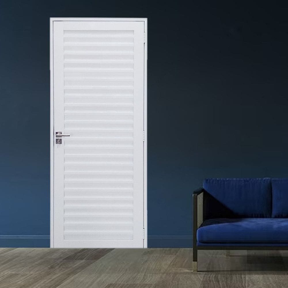 Porta Palheta de Alumínio 210 X100cm Linha 30 Lado Direito Branco