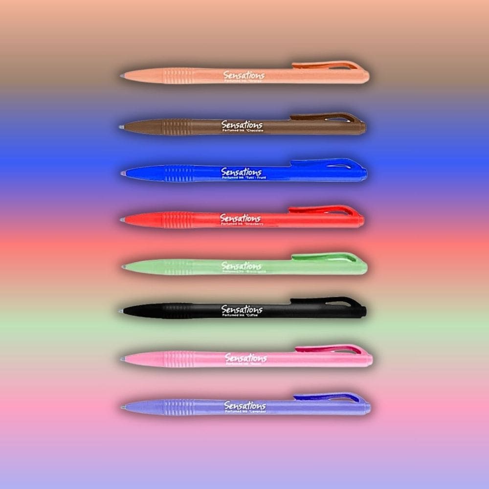 Kit 08 Caneta Esferográfica 0.7mm Perfumada (Cheirinho) Clic Sensations Retrátil NEWPEN