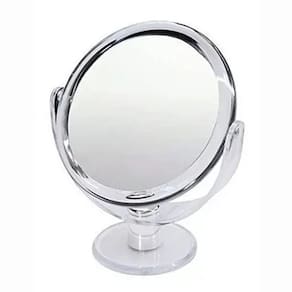 Espelho de Maquiagem Acrilico 15cm Dupla Face com Aumento  - Mulher Beleza - Espelho Pequeno  Transparente - PANAMI