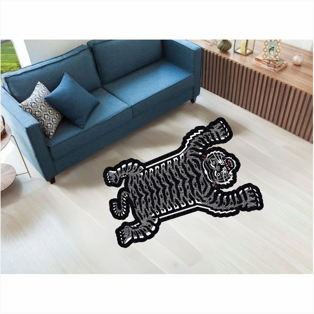 Tapete Capacho Animal Tigre Listrado no Formato 1,00X0,60 cm