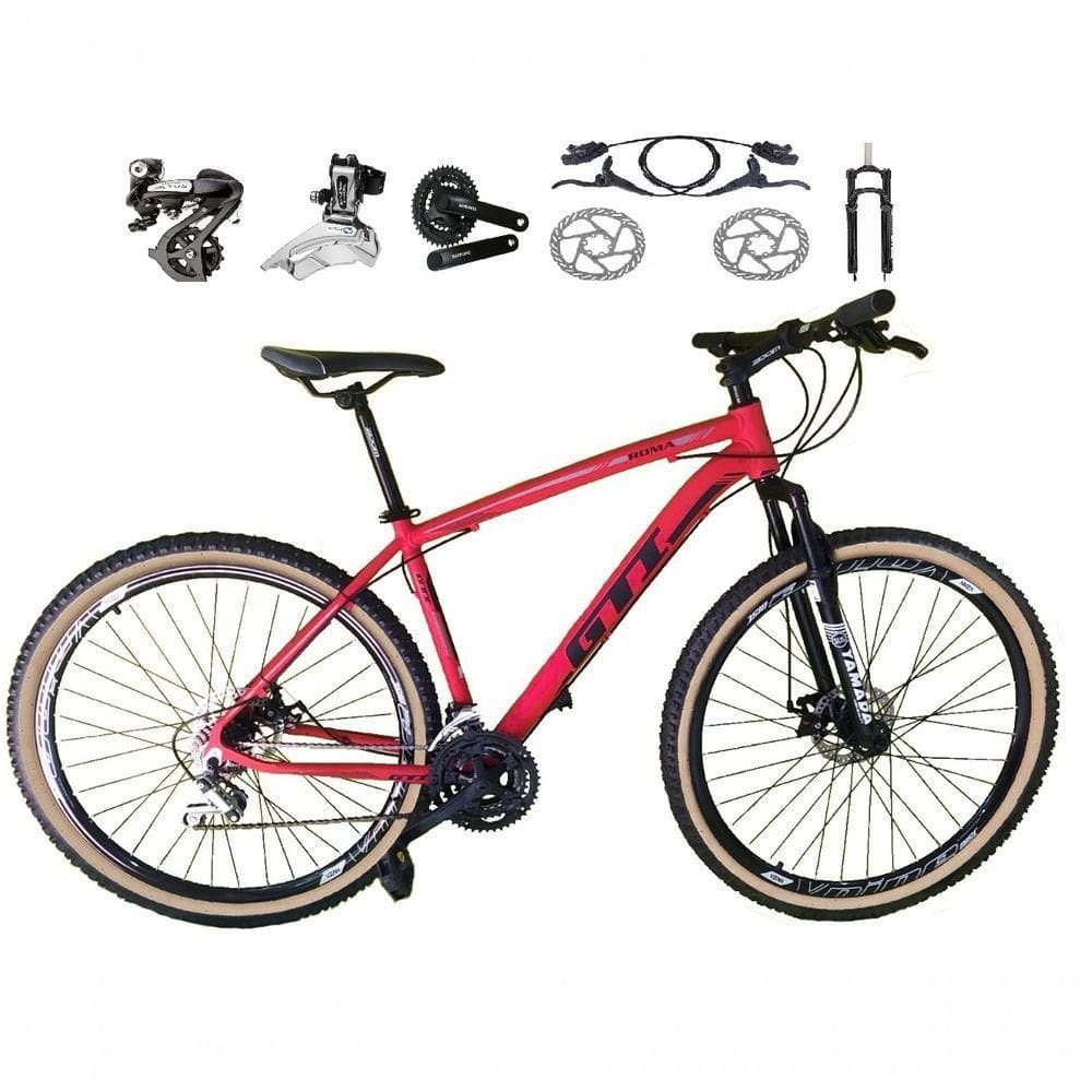 Bicicleta Aro 29 Gti Roma Shimano Altus 24v Freio Disco Hidráulico Garfo Trava - Vermelho Tam.17