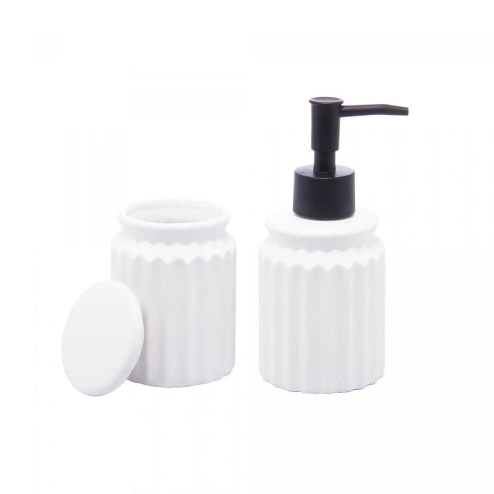Conjunto 2 Peças para Banheiro de Cerâmica Stripes Branco - Lyor