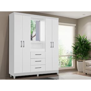 Guarda Roupa Capelinha 4 Portas com espelho Lyon  – Branco