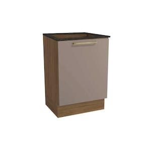 Balcão de Cozinha Botanic M629 1 Porta 60cm p/ Cooktop - Kappesberg Nogueira/Fendi/Preto Brilho - Kappesberg