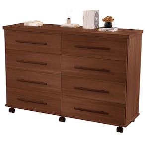 Cômoda Jade com 8 Gavetas Corrediça Telescópica e Rodinhas
