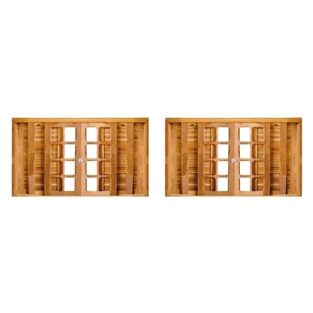 Kit com 2 Janelas de Madeira Veneziana 140x100cm 6 Folhas Rodam Imbuia
