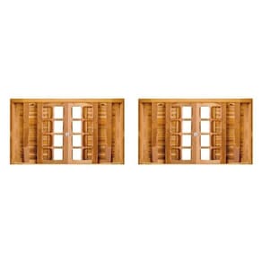 Kit com 2 Janelas de Madeira Veneziana 140x100cm 6 Folhas Rodam Imbuia