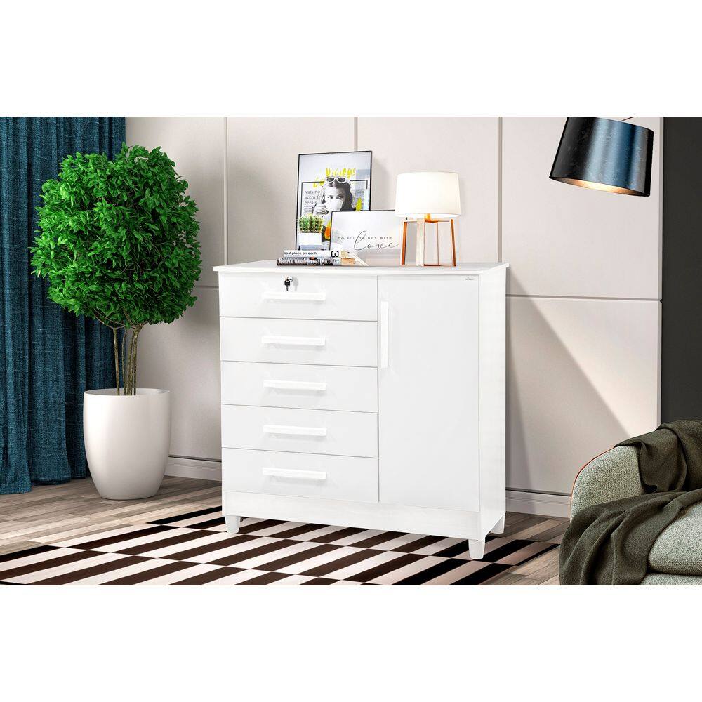 Cômoda 5 gavetas 1 porta Vitoria – Branco