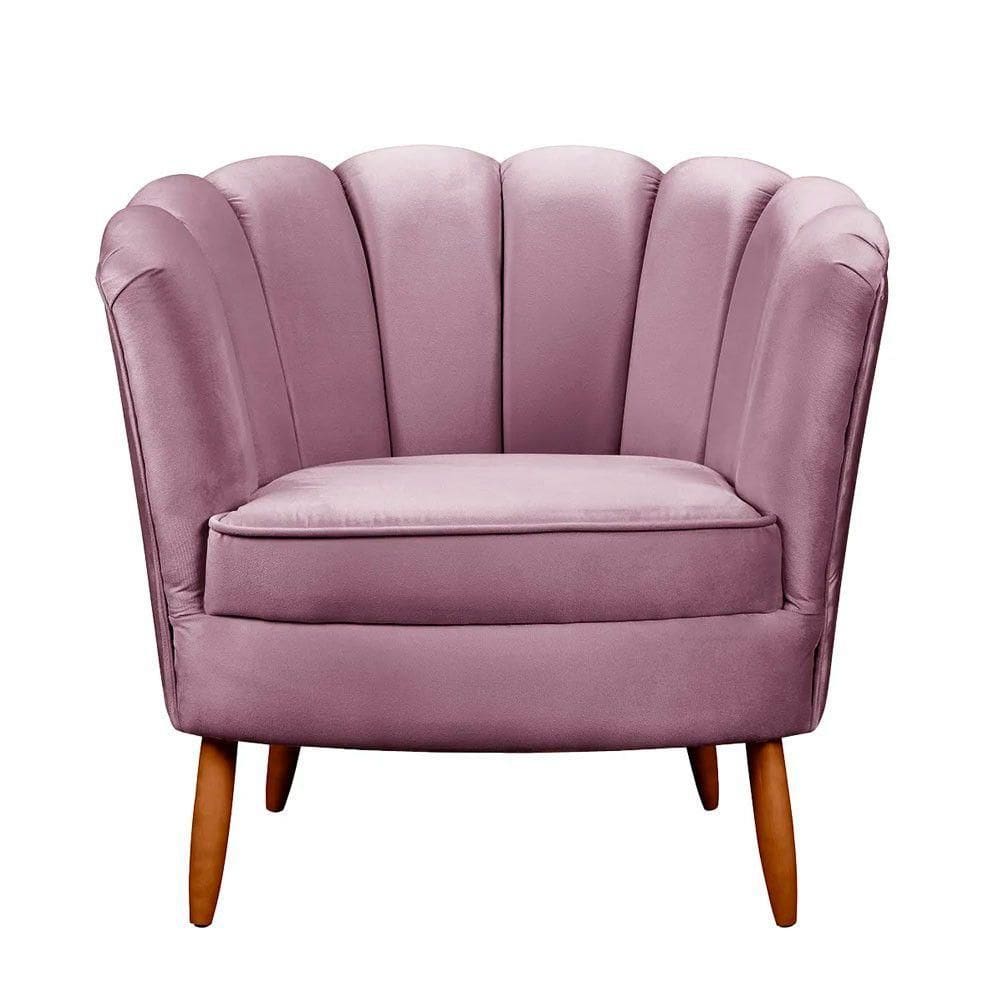 Poltrona Ariel Petala Decorativa Com Pés De Madeira Star Confort Lilas