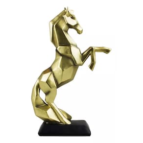 Cavalo Dourado Geométrico 33.5cm - Resina Animais