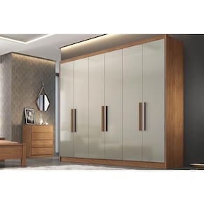 Guarda Roupa Casal 6 Portas e 4 Gavetas Rizon Plus Freijo Cumaru c/ Fendi - Novo Horizonte
