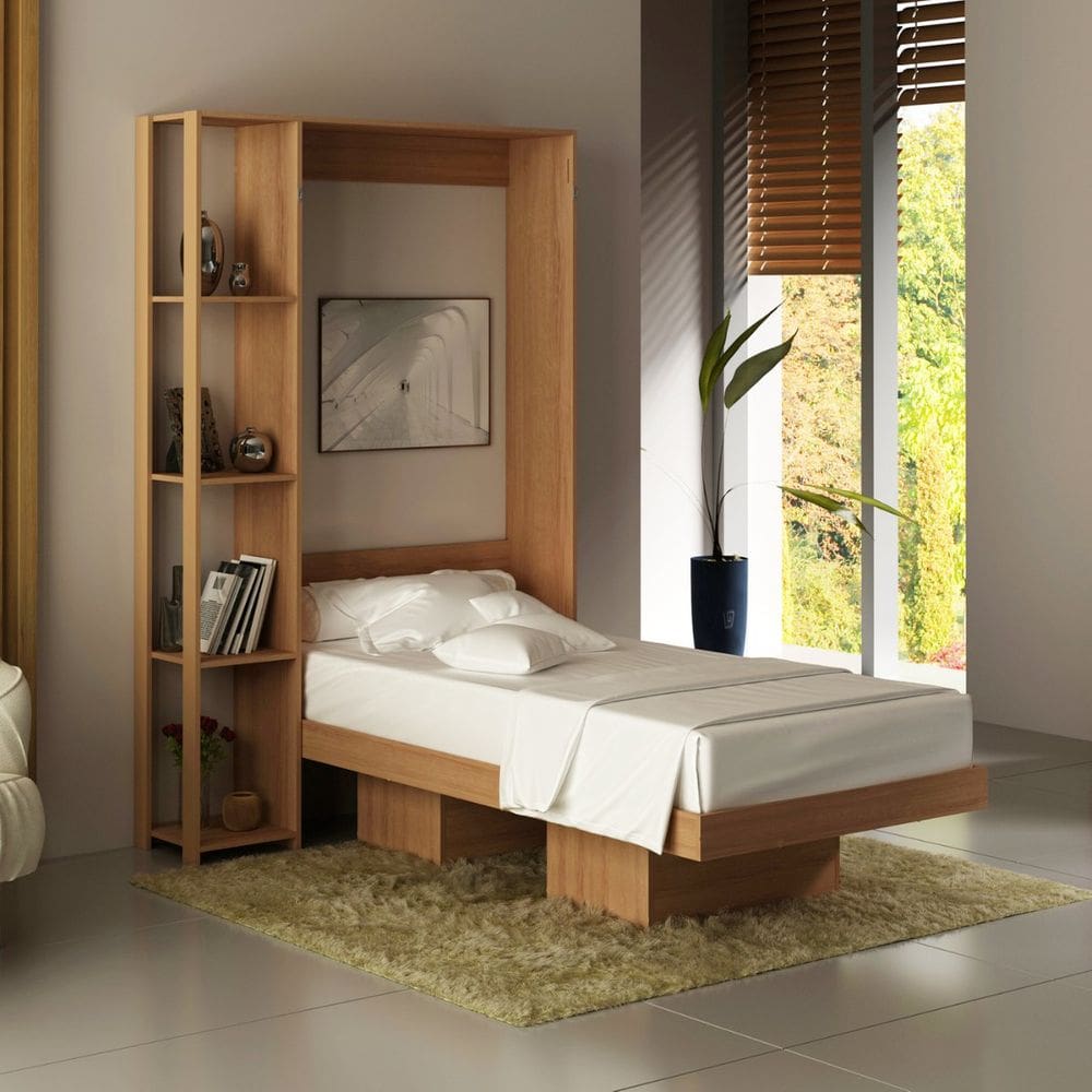 Cama de Solteiro Dobrável 128x198cm  Amêndoa Tecno Mobili