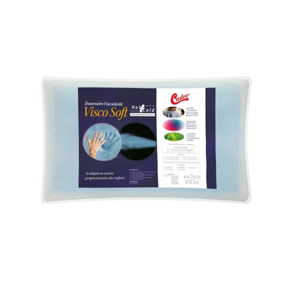 Travesseiro Castor Visco Soft New Hot  & Cold 45x65x13cm