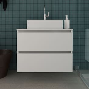 Gabinete de Banheiro Suspenso com 2 Gavetas 60x45cm Branco Tecno Mobili