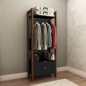 Guarda-Roupa para Closet Aberto com Cabideiro 65x165cm Preto Tecno Mobili