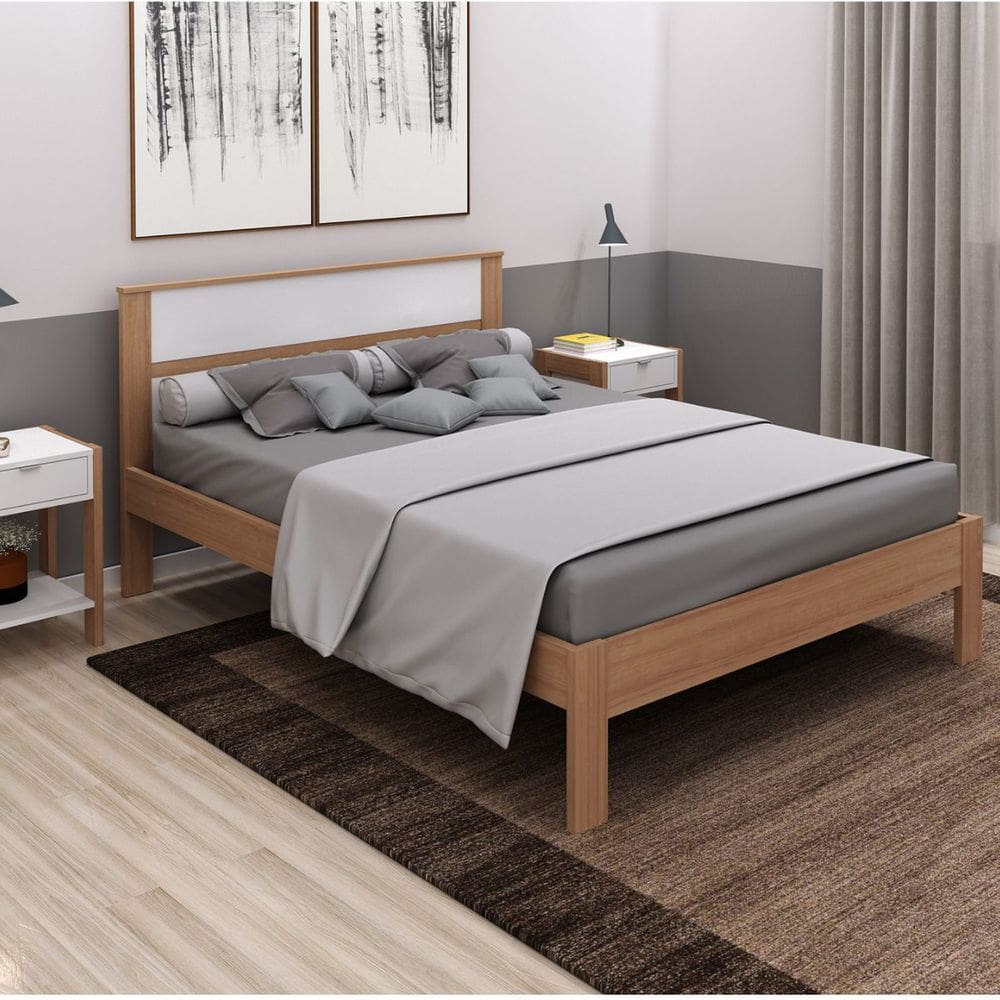 Cama de Casal para Colchão 138x188cm  Amêndoa Tecno Mobili