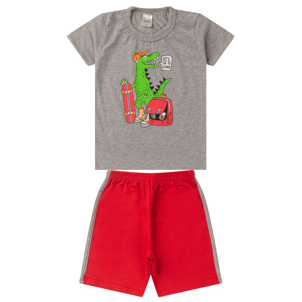 Conjunto Infantil Menino Verão Camiseta Manga e Bermuda Moletinho
