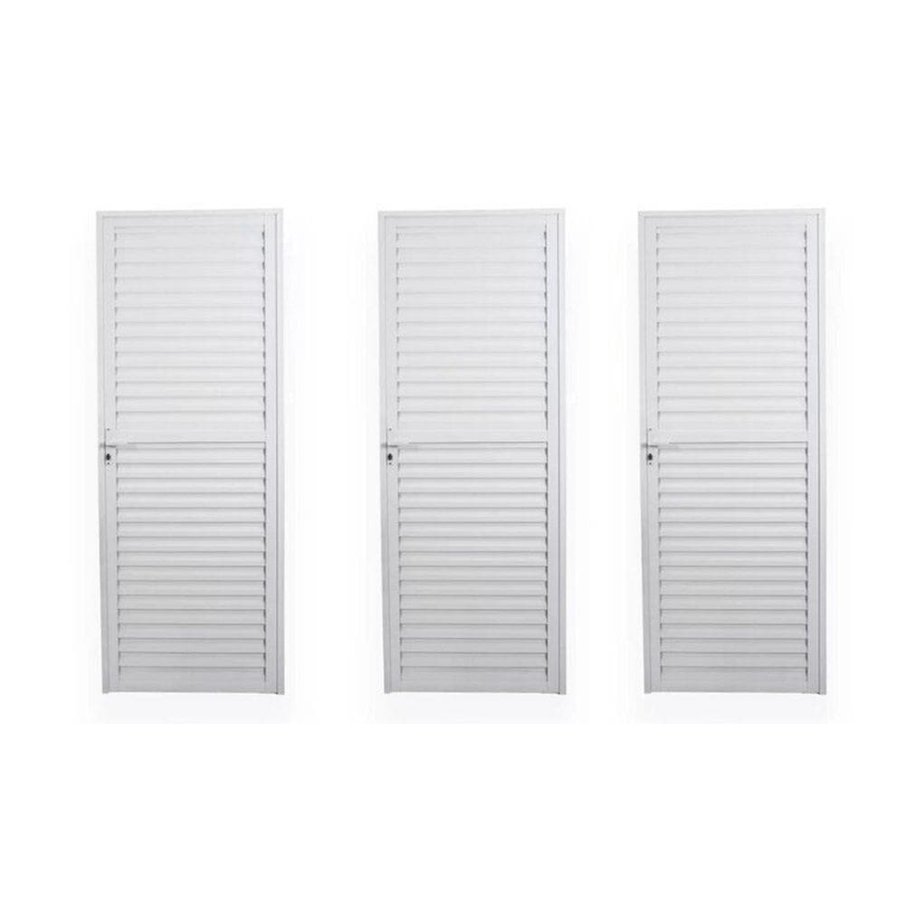 Kit com 3 Portas de Alumínio Laminada 210x80cm Soft Plus Mgm Branco
