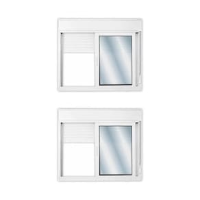 Kit com 2 Janelas de Alumínio Persiana Integrada 140x150cm com Vidro Liso Linha Solida Mgm Branco