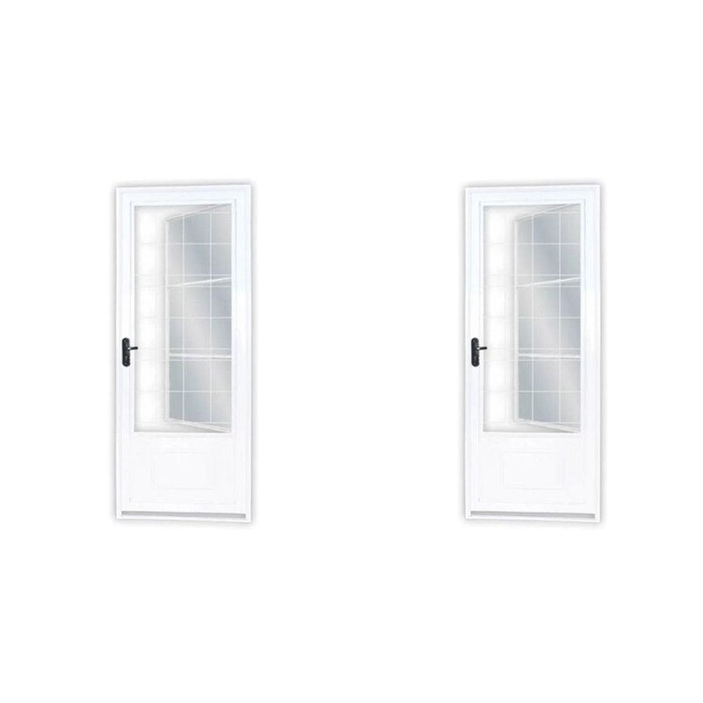 Kit com 2 Portas de Aço Postigo 215x85cm com Grade Quadrada Minas Sul Mgm Branco