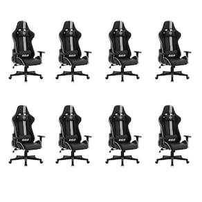 Kit 8 Cadeiras Gamer Atlético Mineiro Cam 3318 Espresso Móveis Preta/branca Preto