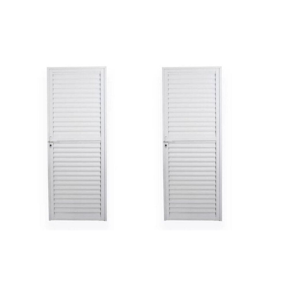 Kit com 2 Portas de Alumínio Laminada 210x70cm Soft Plus Mgm Branco