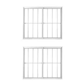 Kit com 2 Janelas de Alumínio de Correr 100x120cm 2 Folhas com Grade e Vidro Liso Linha Soft MGM Branco