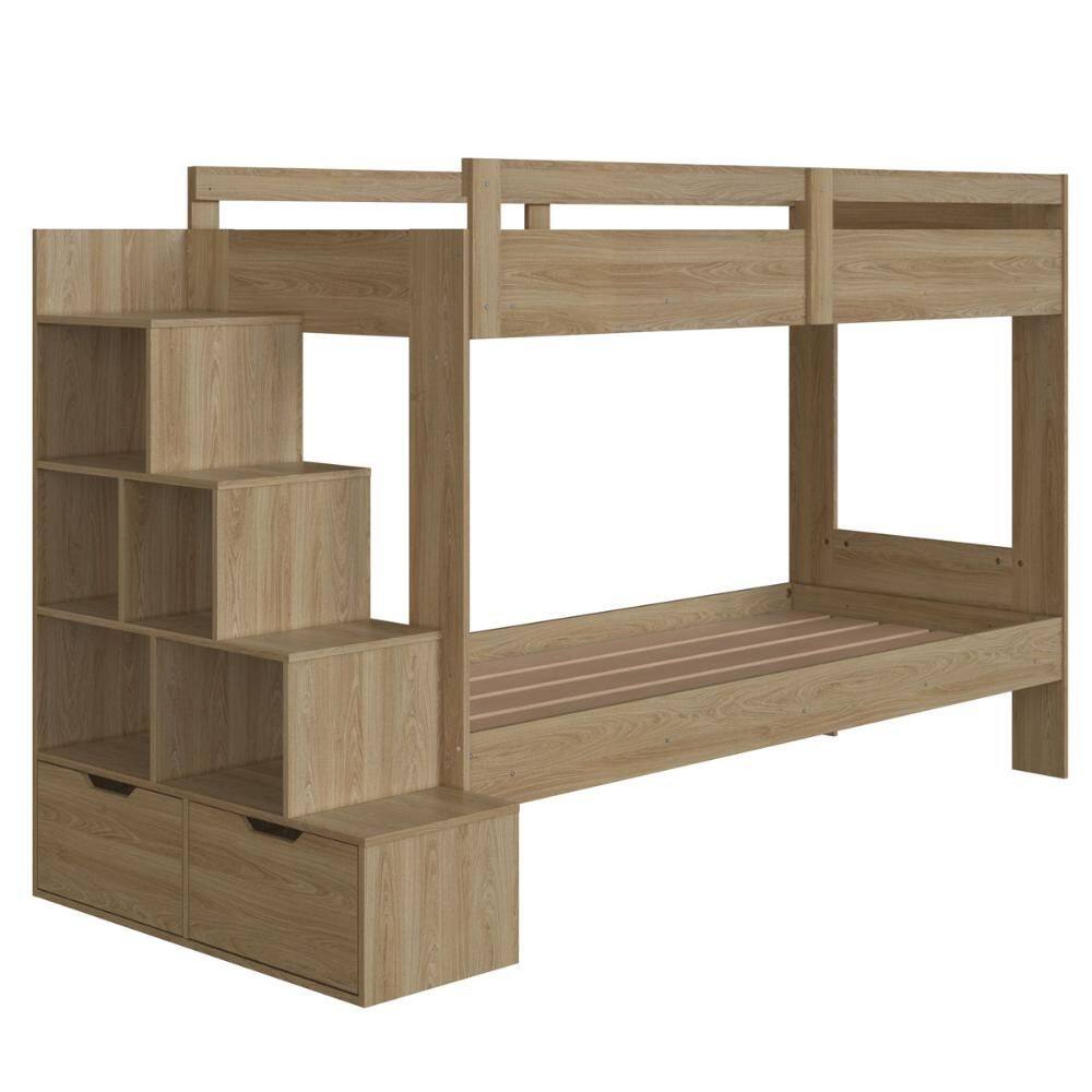 Beliche Infantil com Escada, Nichos e Gavetas Aveiro OAK