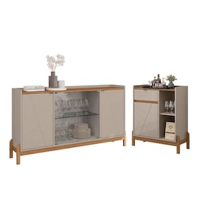 Conjunto Buffet e Aparador Bar Bari 05 Portas 01 Gaveta Off White Cedro Casa D