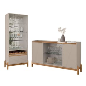 Conjunto Cristaleira e Buffet Bari 06 Portas 01 Gaveta Off White Cedro Casa D
