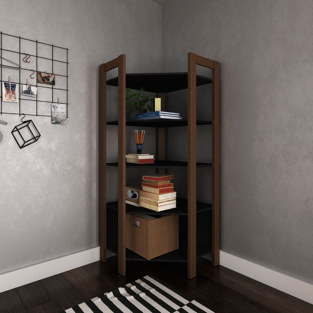 Estante de Canto com 5 Prateleiras 70x165cm Preto Tecno Mobili