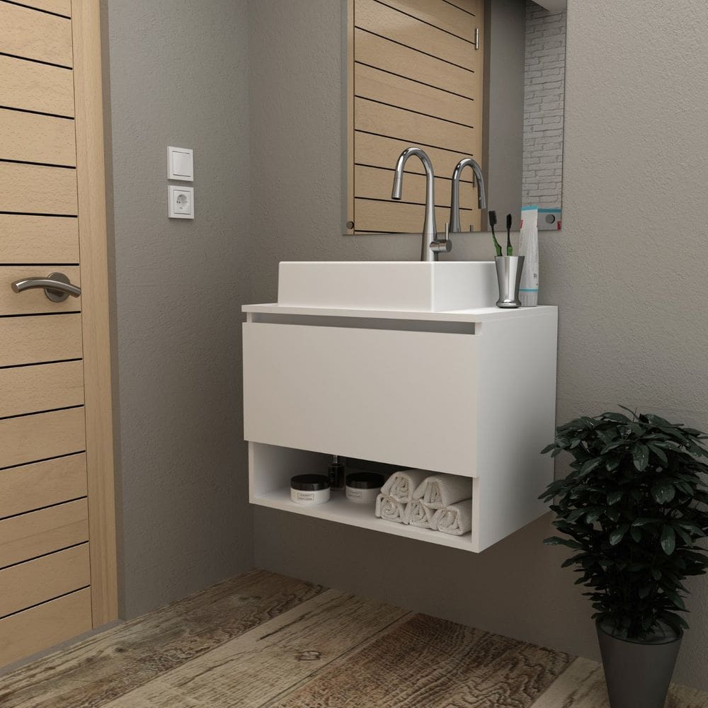 Gabinete de Banheiro Suspenso Nicho 60x46,5cm Branco Tecno Mobili