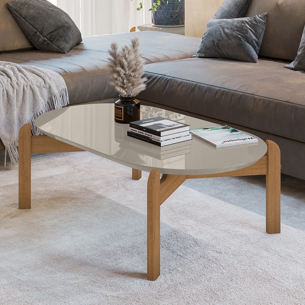 Mesa de Centro Oblonga Lizz Off WhiteCedro Casa D