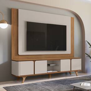 Rack com Painel para TV até 60 Polegadas Roma Off White Cedro Casa D