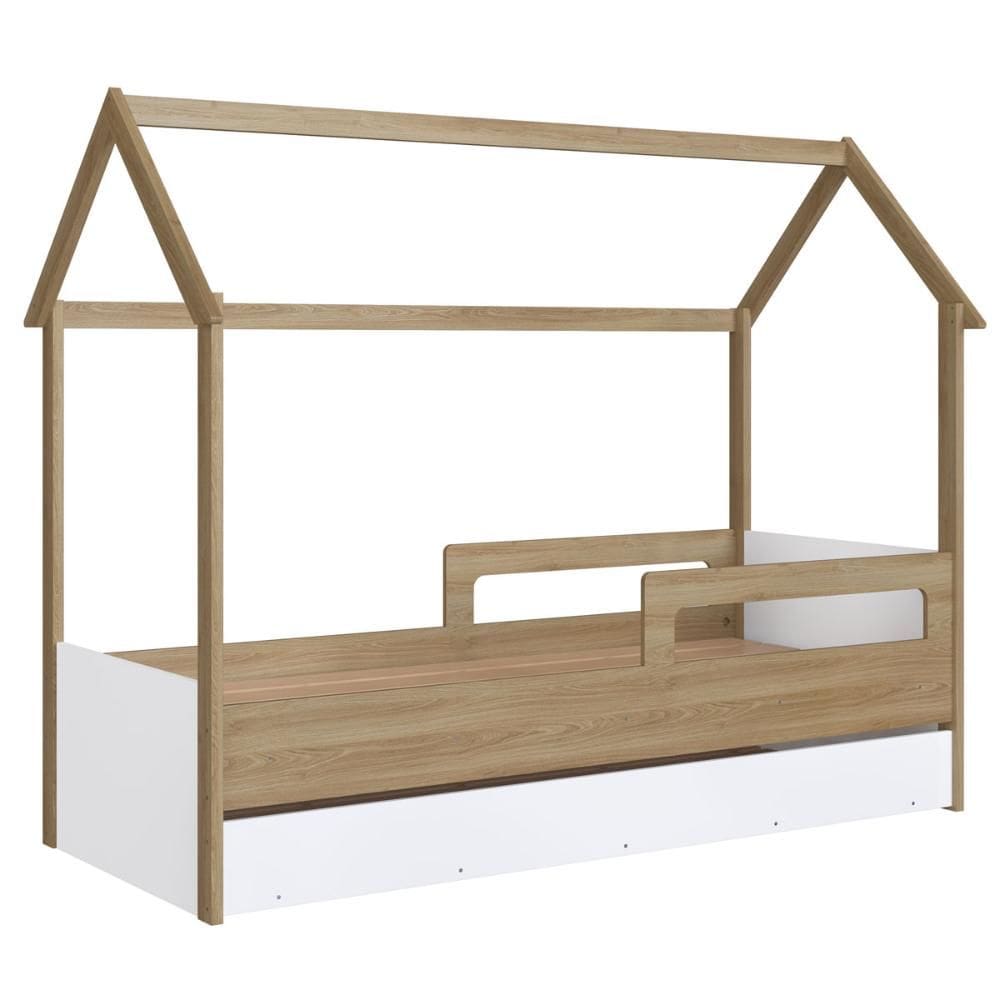 Cama Infantil Montessoriana com Cama Auxiliar Aveiro/Branco