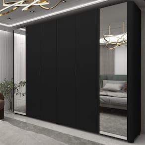 Guarda-roupa Casal 6 Portas com Espelho com Pés Innova Preto Acetinado