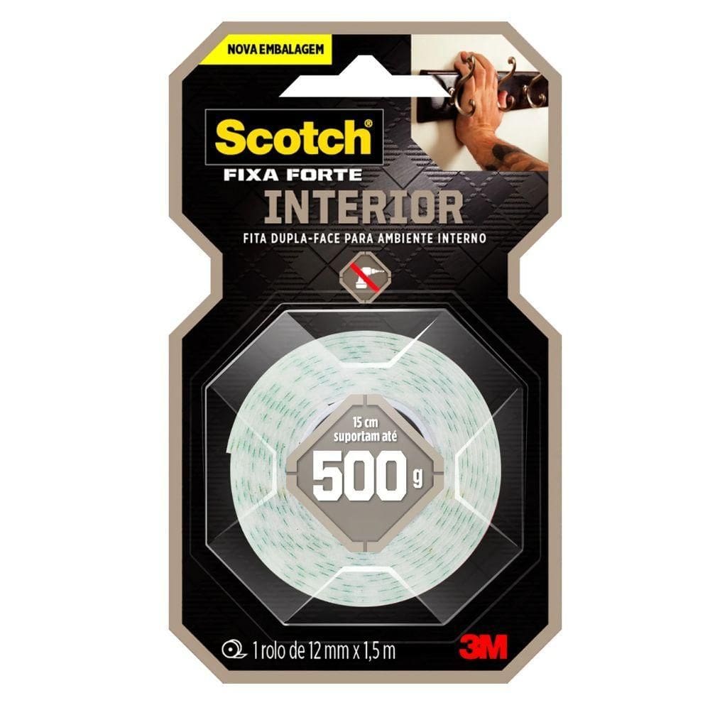 Fita Dupla Face Fixa Forte Interior 500g Scotch 3m