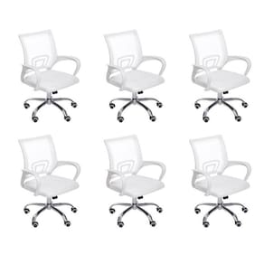 Kit 6 Cadeiras para Escritório Diretor Tela Mesh com Relax Tok 3310 Branco