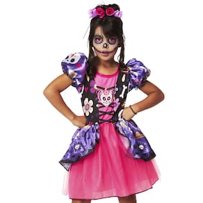 Fantasia Halloween Menina Mexicana Caveira Rainha dos Mortos