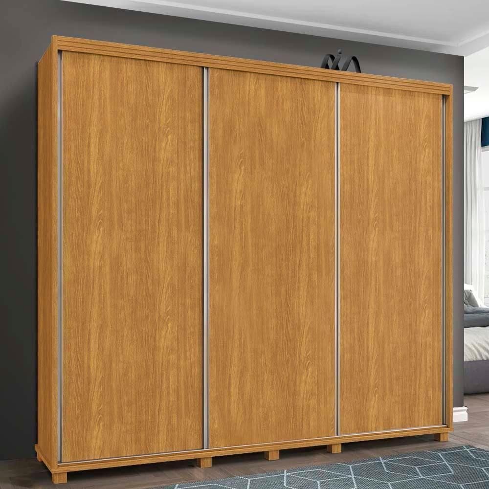 Guarda Roupa Casal 3 Portas De Correr 255 Cm Cinamomo Off White Flex Monique Shop Jm