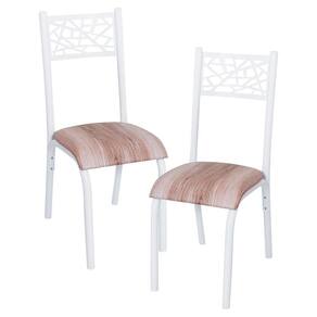 Cadeira De Aço 2 Unidades Branco E Capuccino Hupi Shop Jm