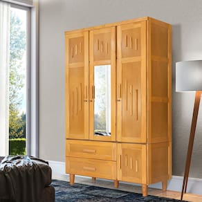 Guarda Roupa em Madeira Maciça 3 Portas 1 Porta com Espelho Imperatriz Imbuia